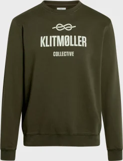 Klitmoller Collective Sweatshirts-Mens logo crew - Olive Ocean