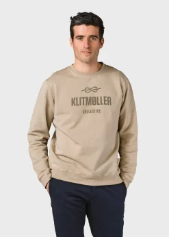 Klitmoller Collective Sweatshirts-Mens logo crew - Sand Ocean