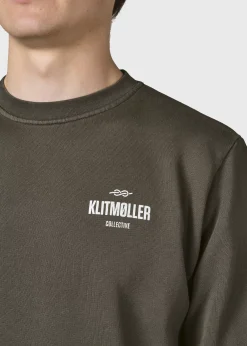 Klitmoller Collective Sweatshirts-Mens small logo crew - Olive Navy