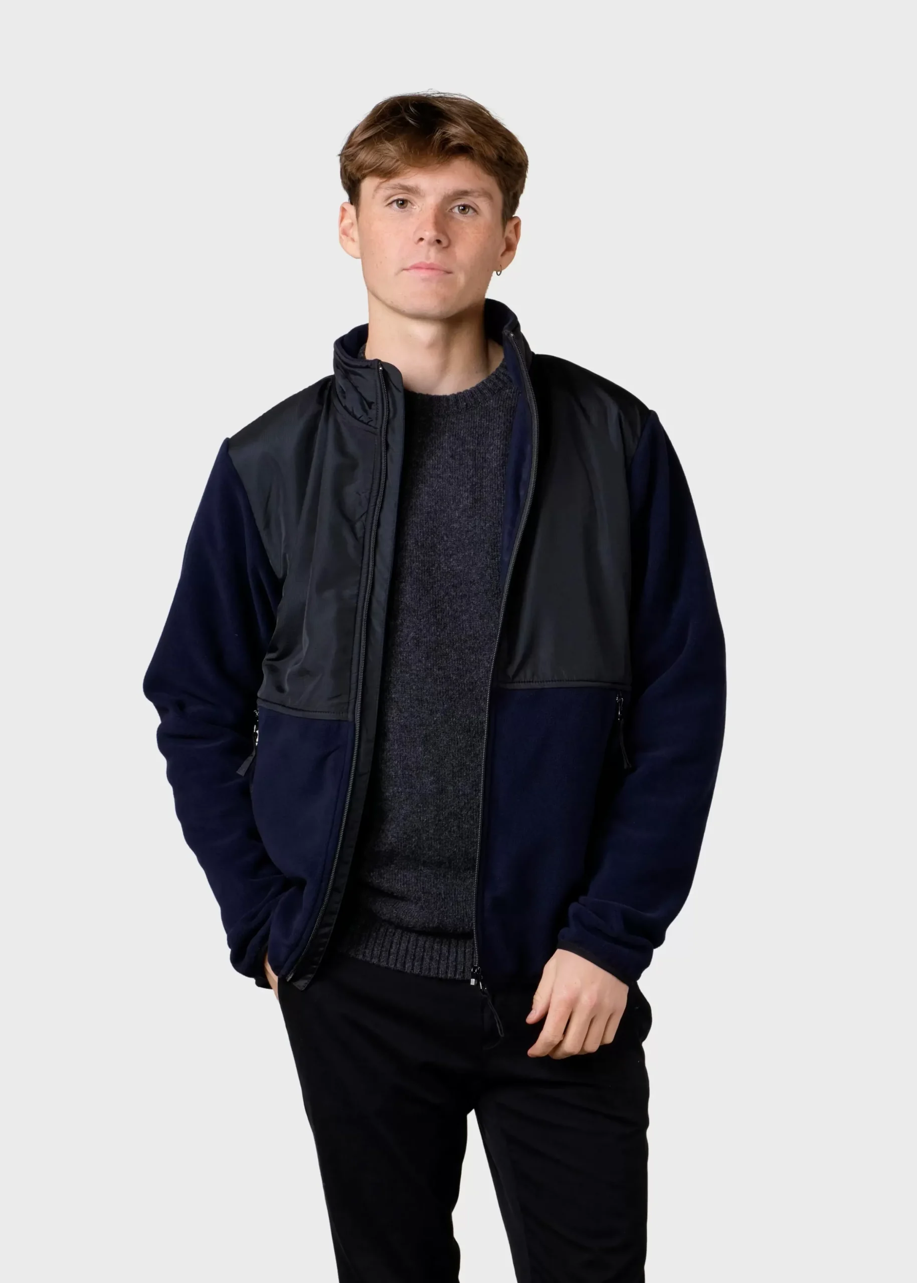 Klitmoller Collective Fleece-Midi fleece jacket - Black/navy Black/olive