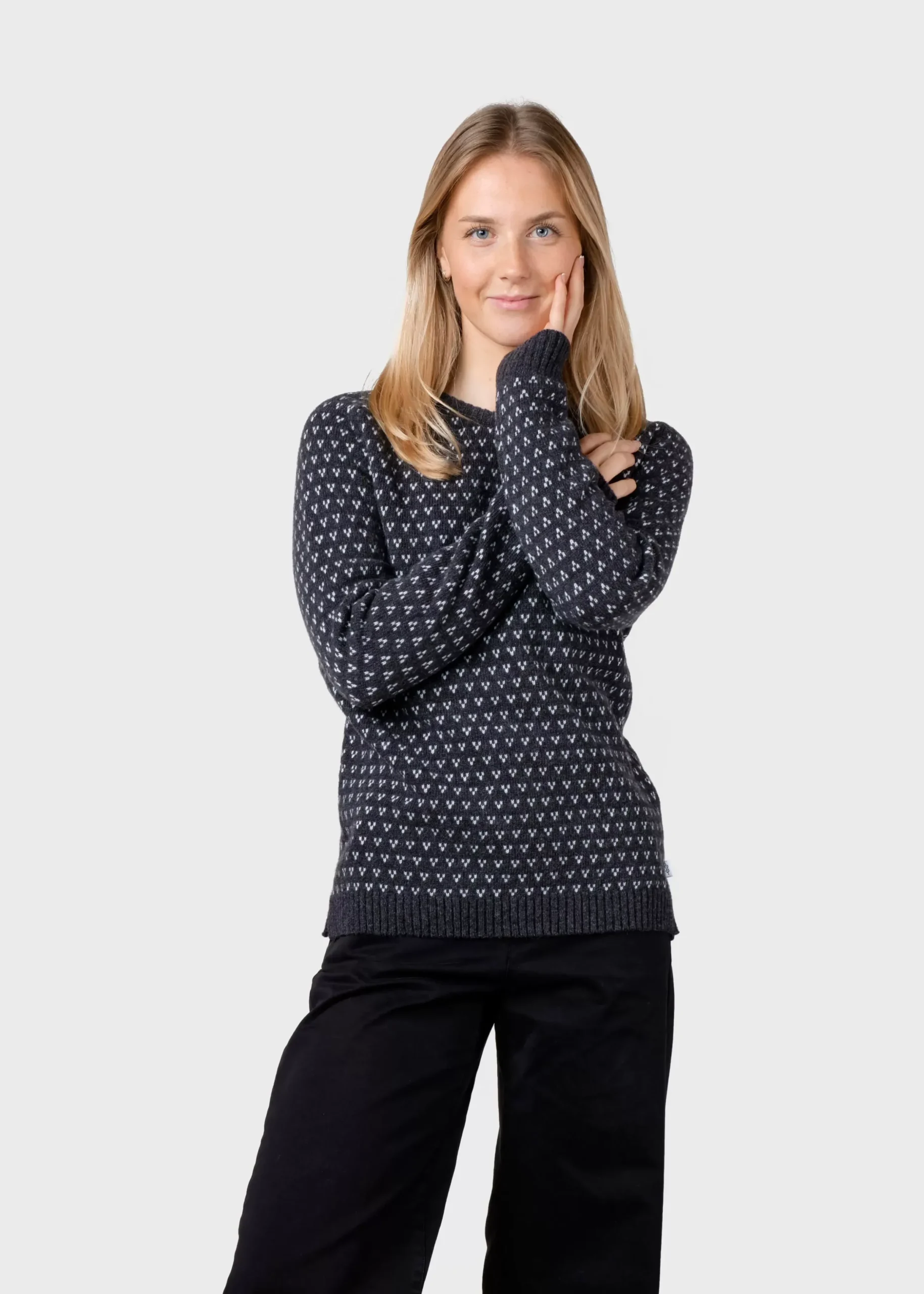 Klitmoller Collective Strick-Mika knit - Anthracite/cream Cream/lightblue