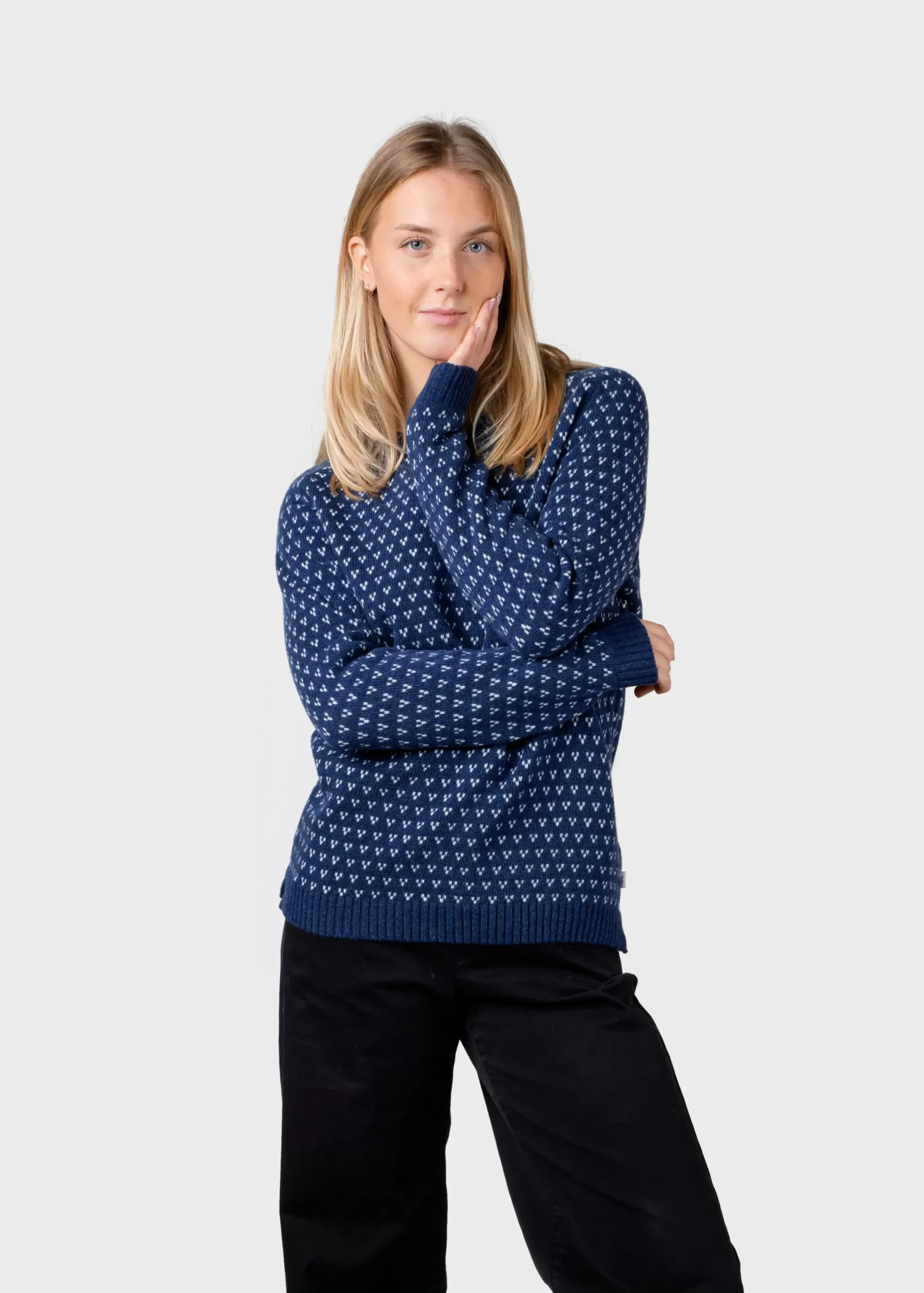 Klitmoller Collective Strick-Mika knit - Deep blue/cream Cream/lightblue