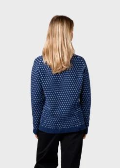 Klitmoller Collective Strick-Mika knit - Deep blue/cream Cream/lightblue