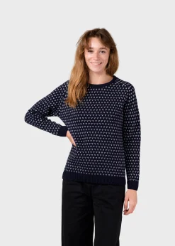 Klitmoller Collective Strick-Mika knit - Navy/cream Cream/lightblue