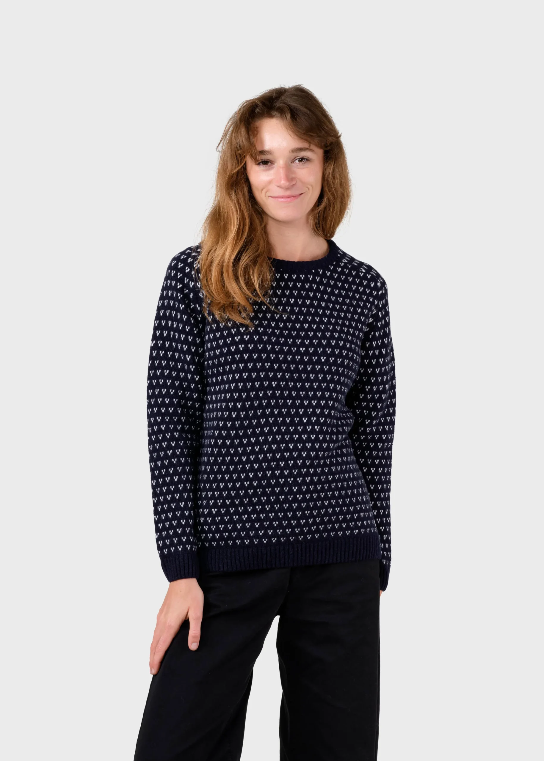 Klitmoller Collective Strick-Mika knit - Navy/cream Cream/lightblue