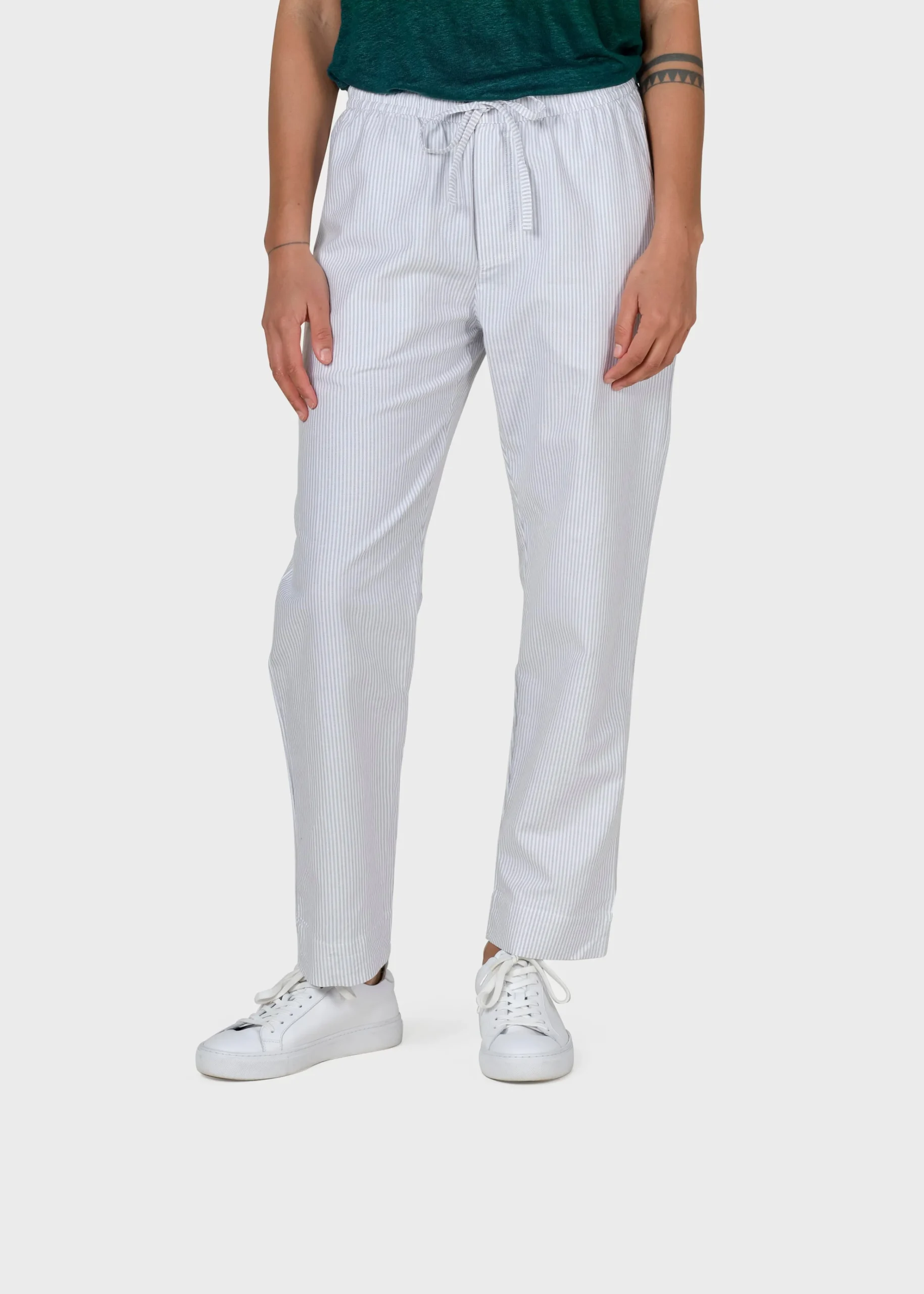 Klitmoller Collective Hosen-Nicoline striped pant - White/sand White/navy