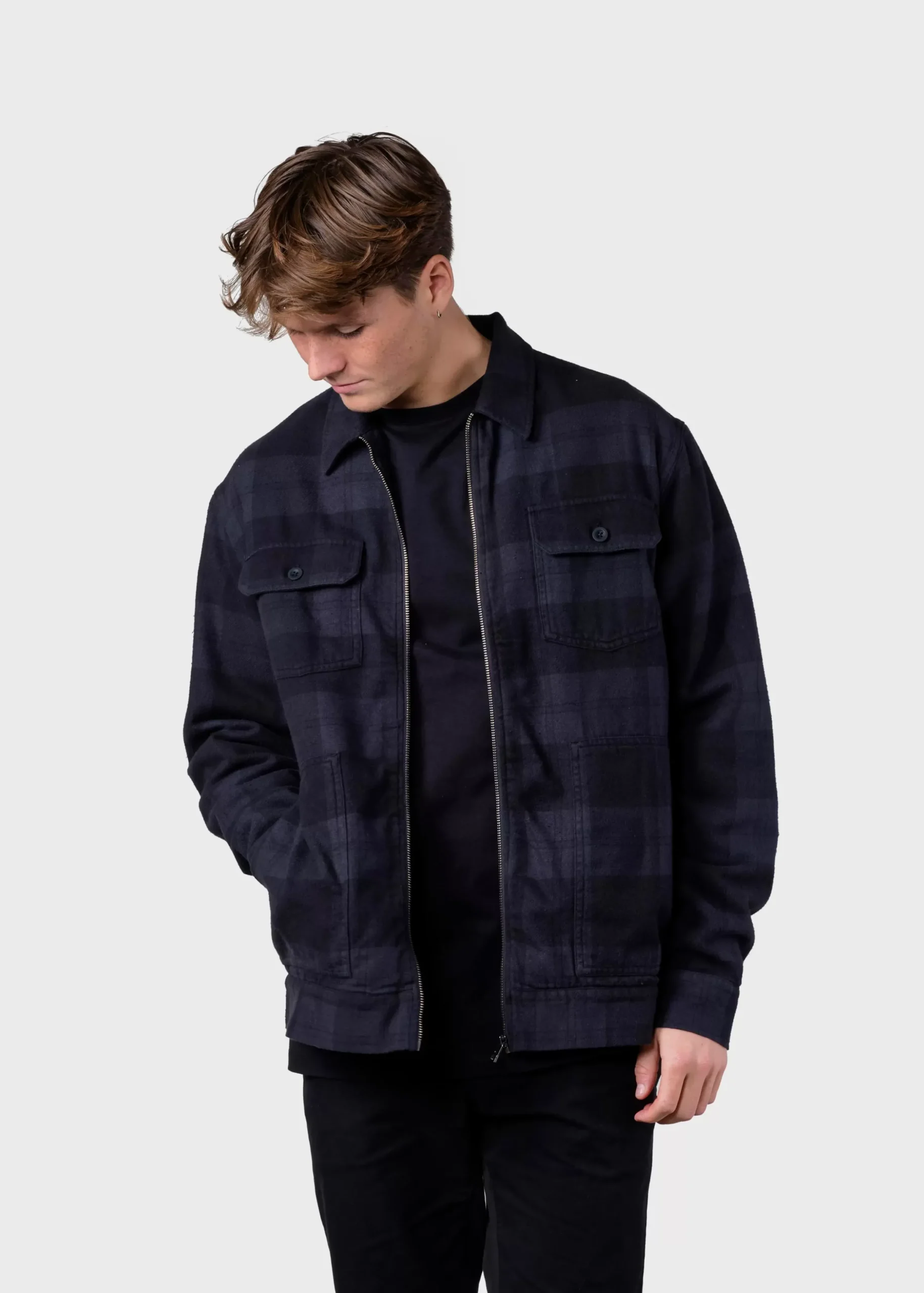 Klitmoller Collective Jacken-Niklas check overshirt - Navy/black