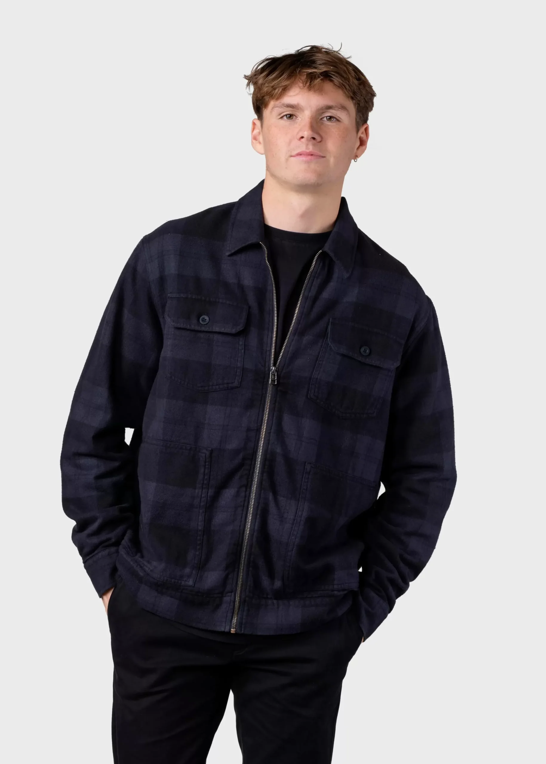 Klitmoller Collective Jacken-Niklas check overshirt - Navy/black