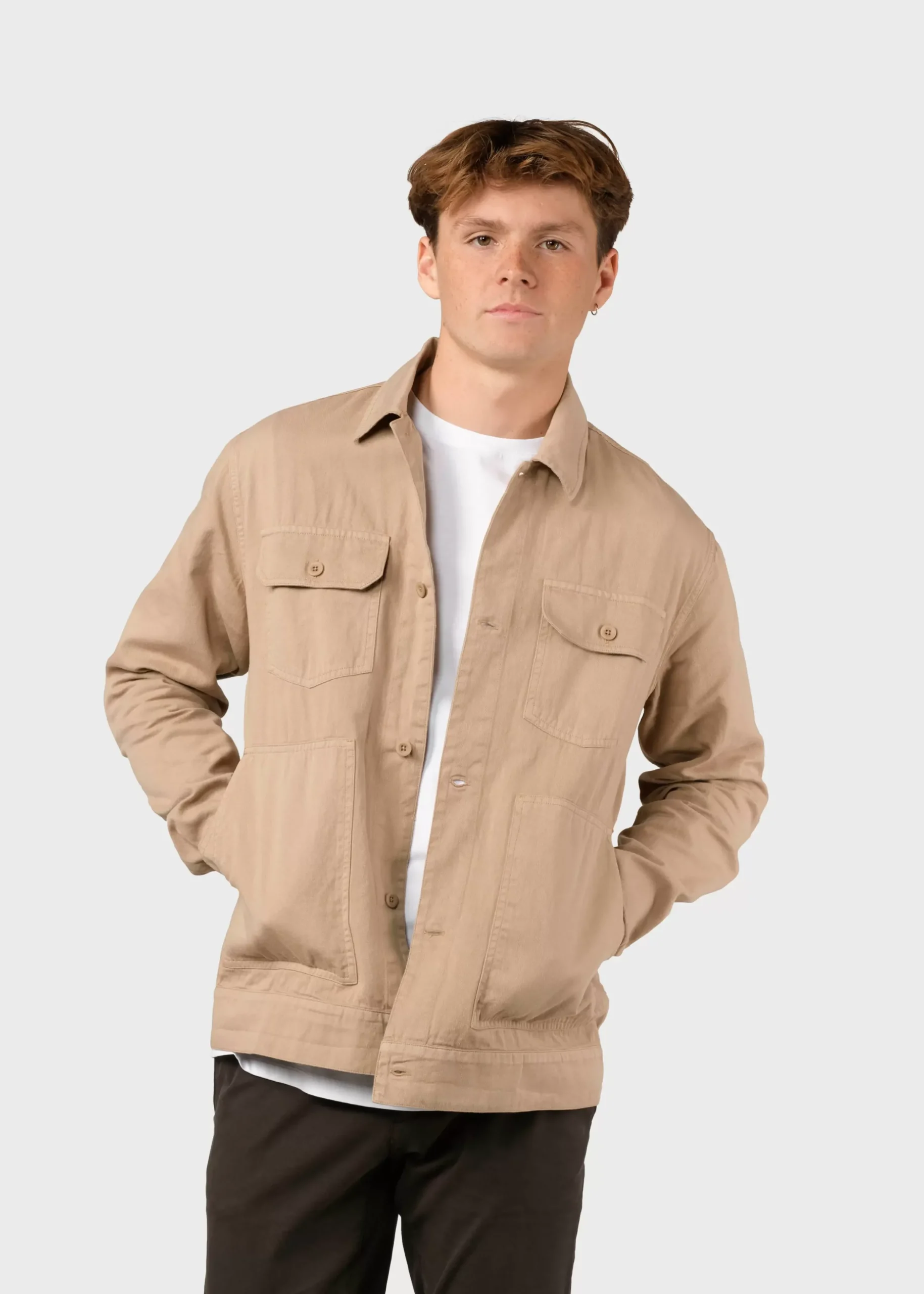 Klitmoller Collective Jacken-Niklas twill overshirt - Sand Olive