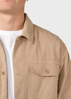 Klitmoller Collective Jacken-Niklas twill overshirt - Sand Olive