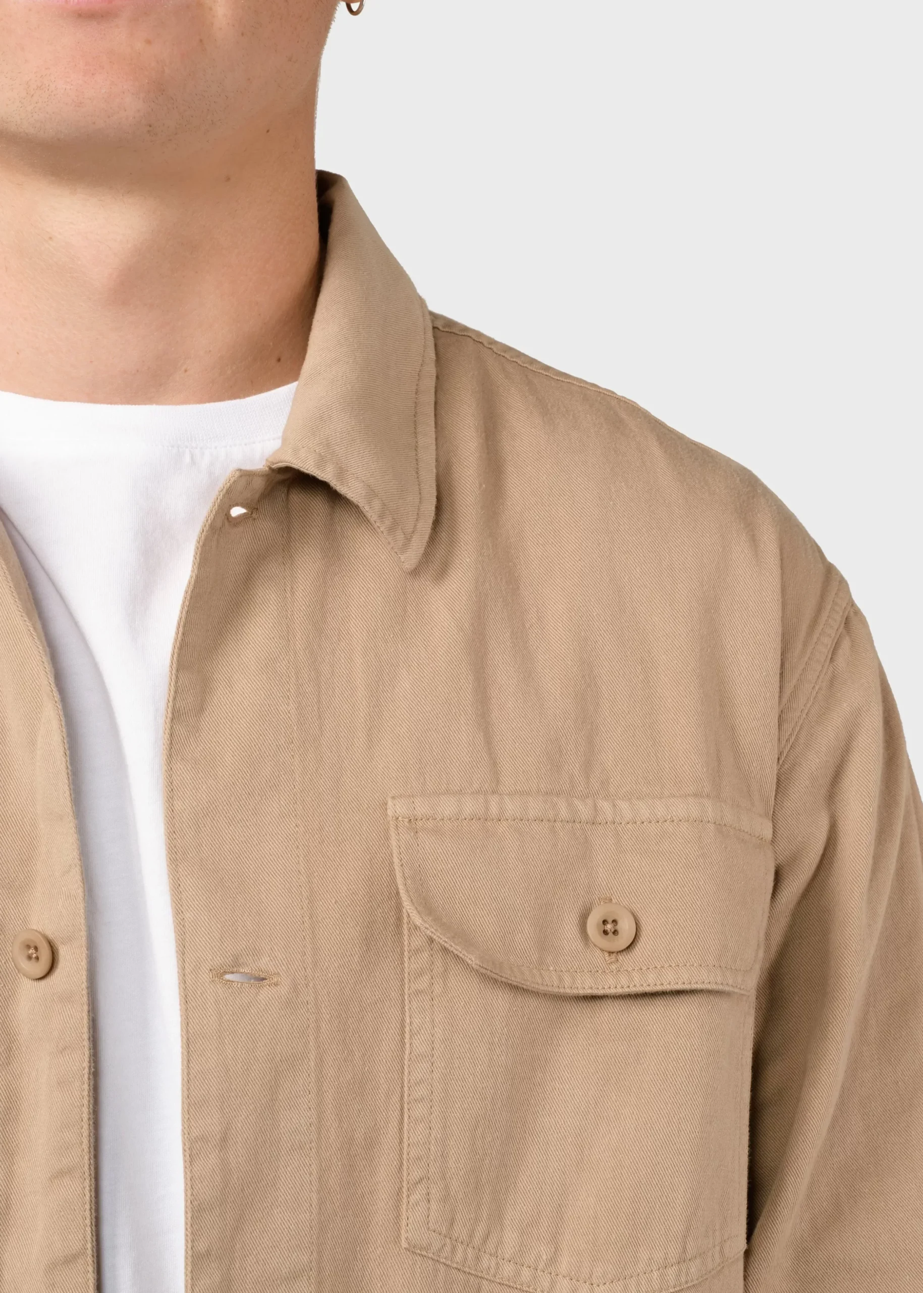 Klitmoller Collective Jacken-Niklas twill overshirt - Sand Olive