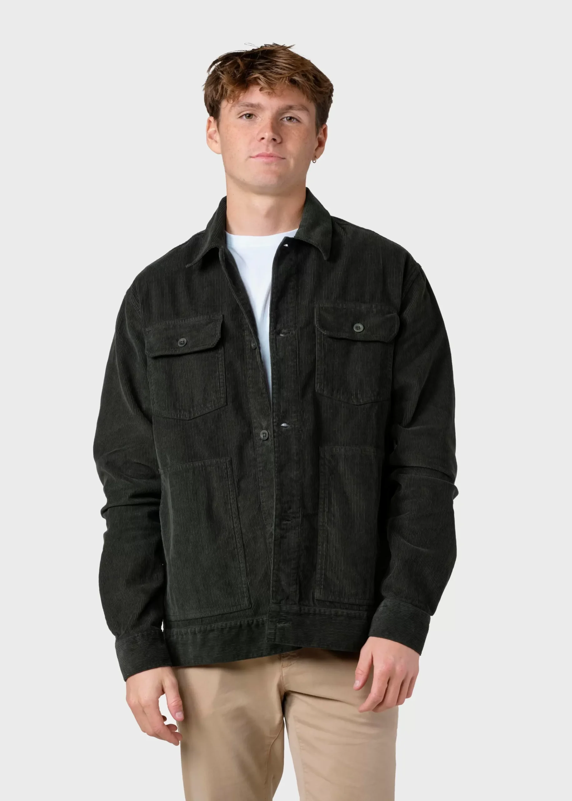Klitmoller Collective Jacken-niklas-corduroy-overshirt - Olive Pastelgrey