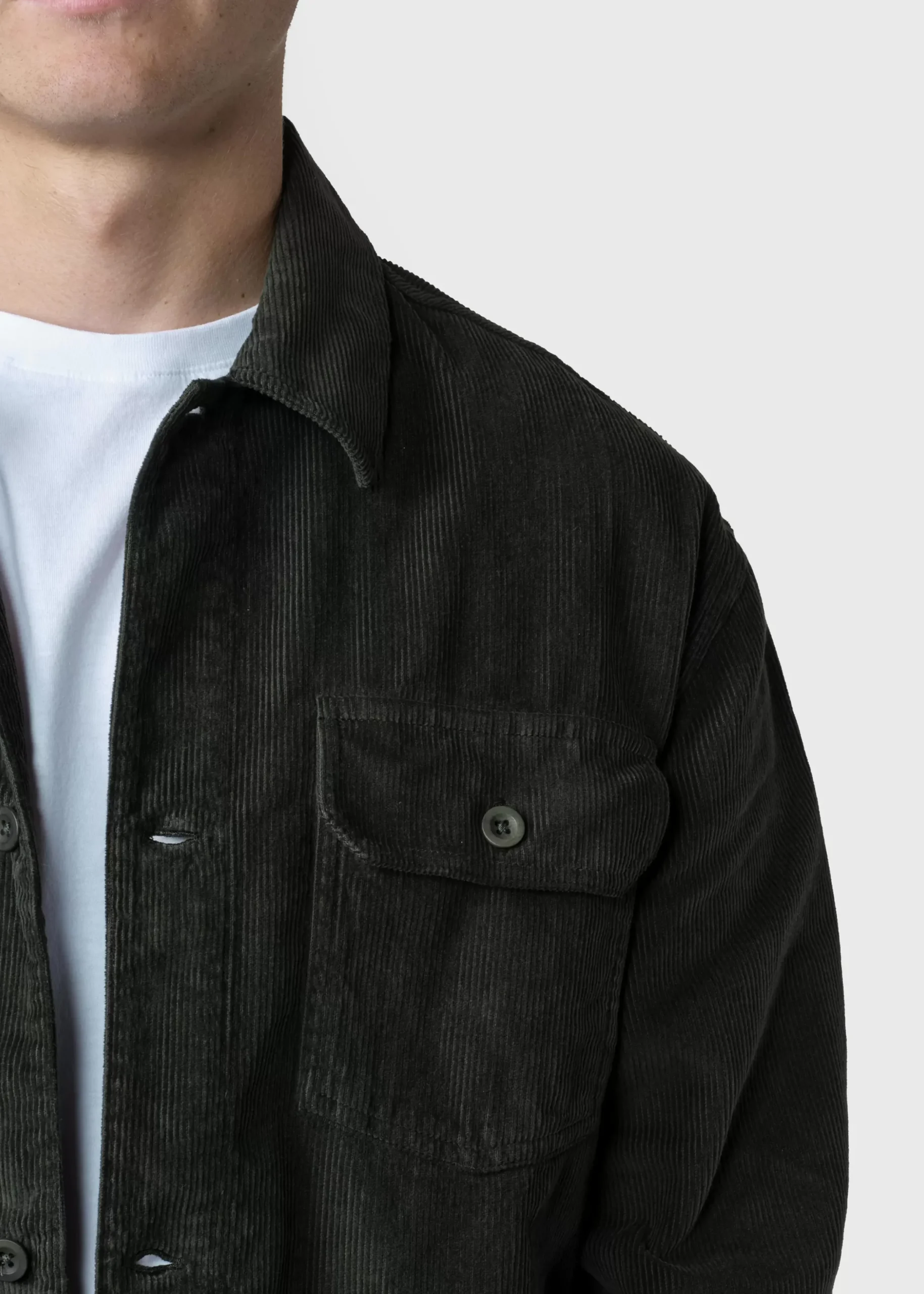 Klitmoller Collective Jacken-niklas-corduroy-overshirt - Olive Pastelgrey