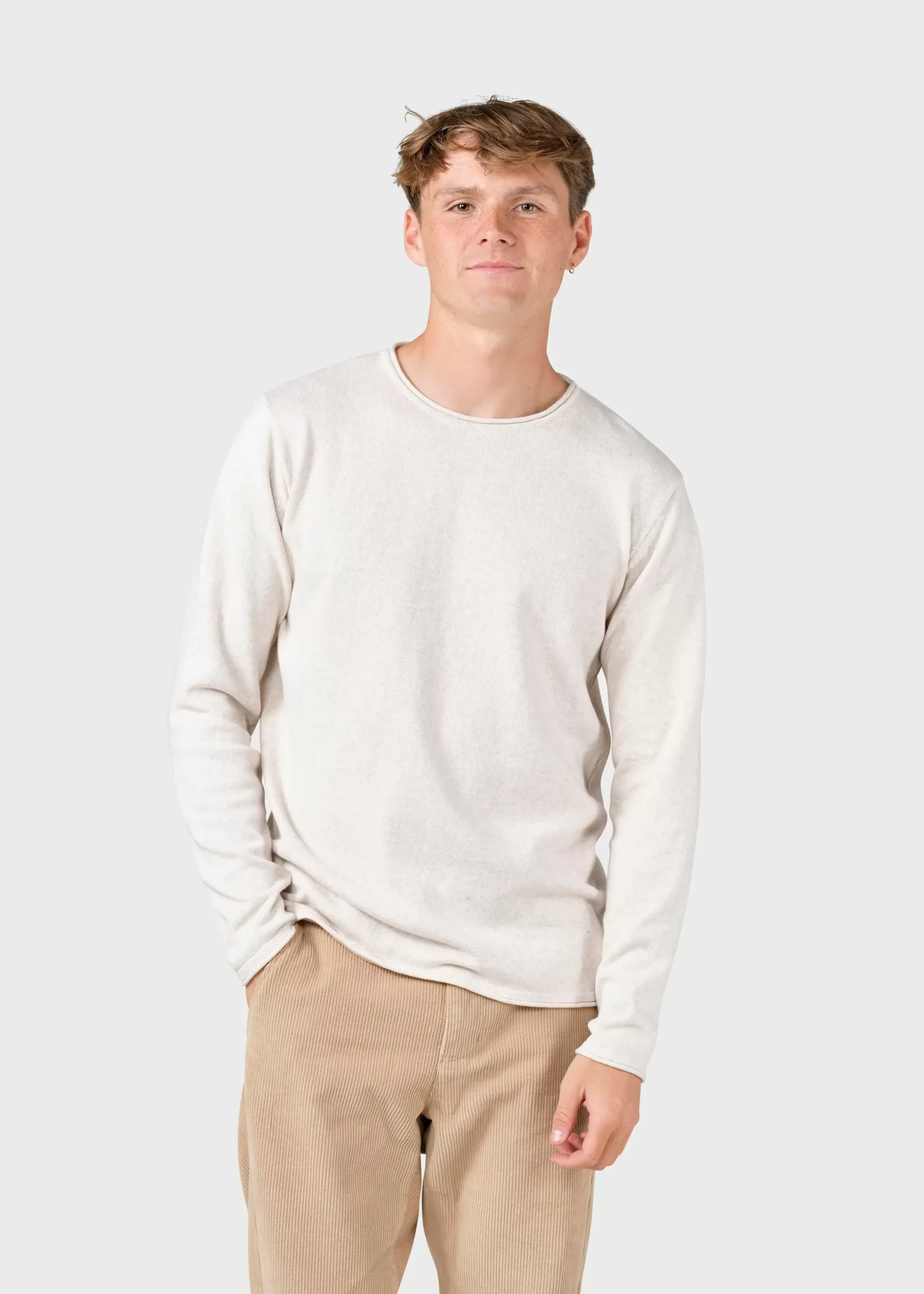 Klitmoller Collective Strick-Noah knit - Pastel grey Creammelange
