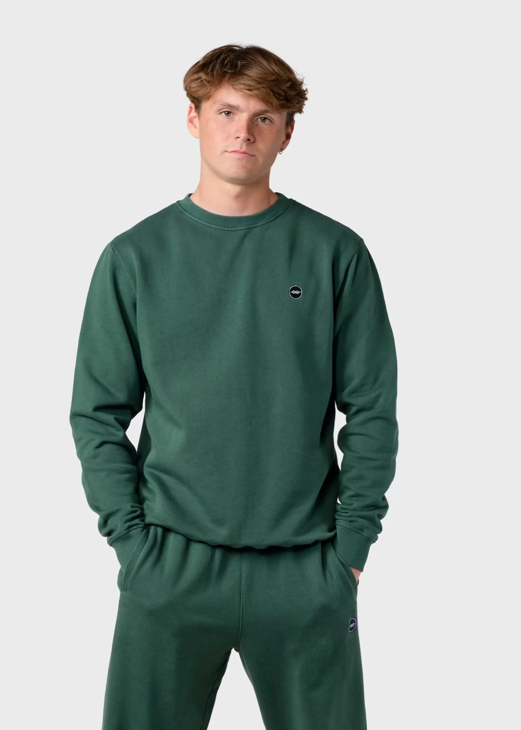 Klitmoller Collective Sweatshirts-Olaf crew - Moss Green Anthracitemelange