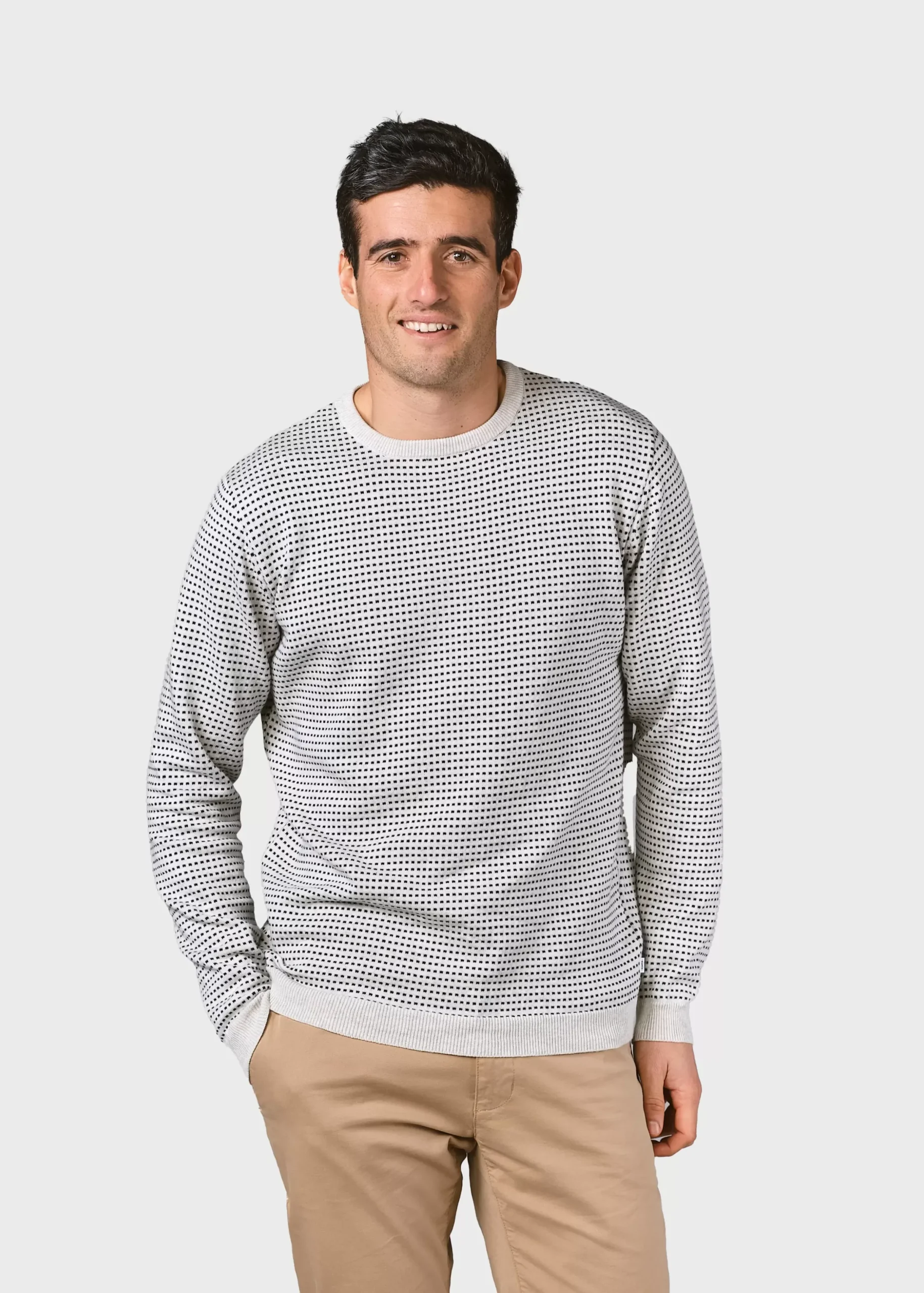 Klitmoller Collective Strick-Otto knit - Cream melange/navy dots Creammelange/navydots