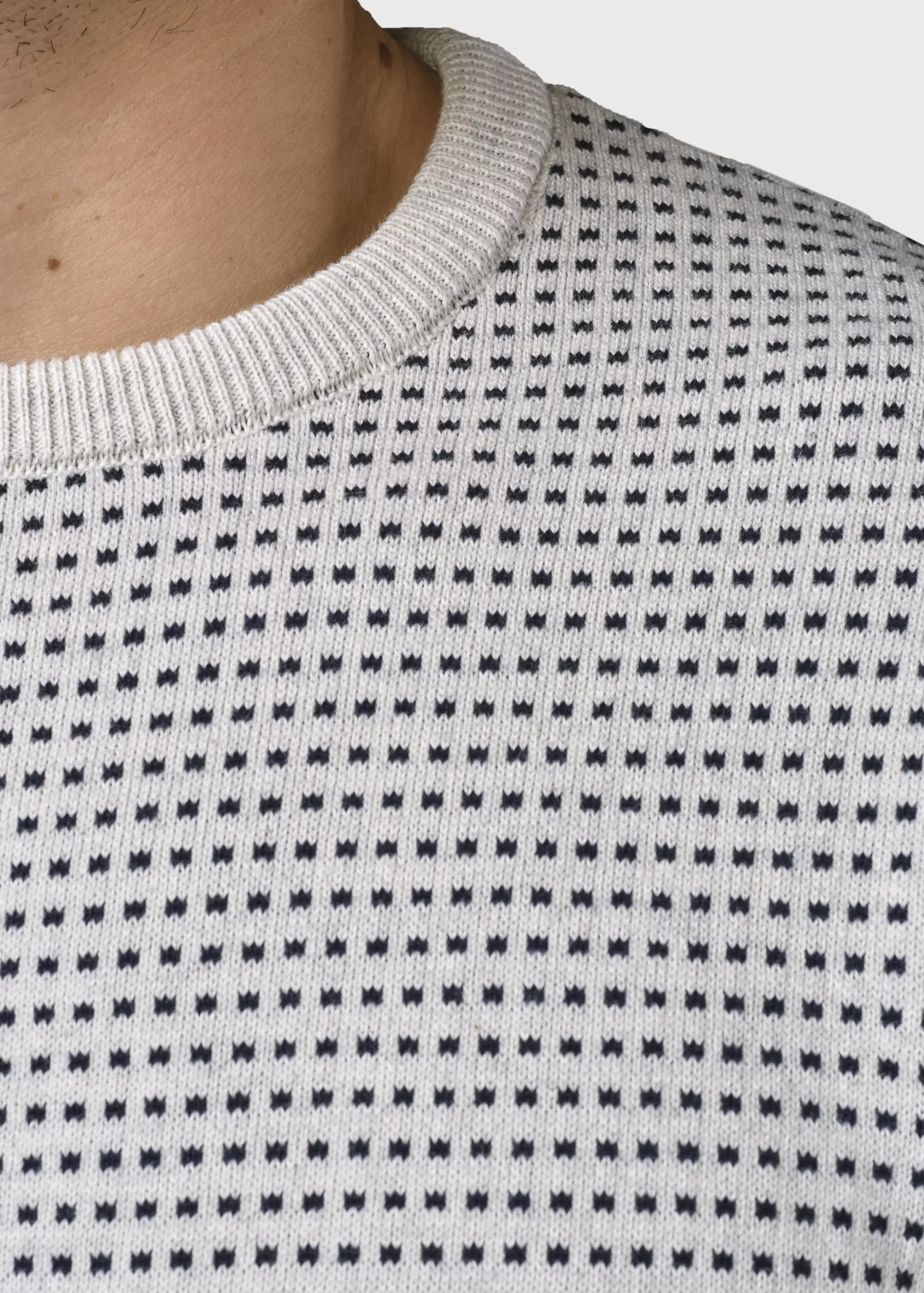 Klitmoller Collective Strick-Otto knit - Cream melange/navy dots Creammelange/navydots
