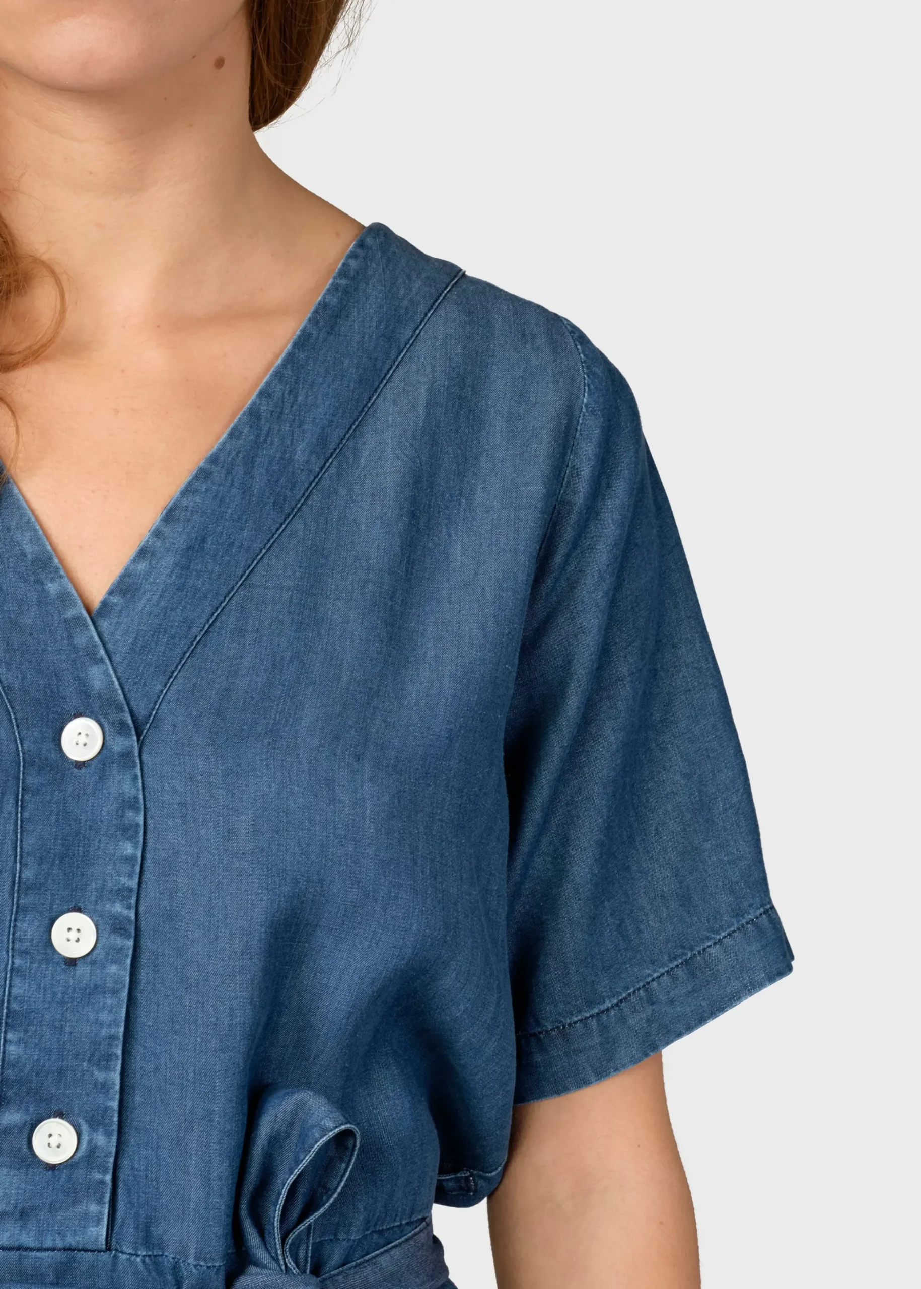 Klitmoller Collective Kleider-Pernille dress - Dark blue chambrey Lightbluechambrey