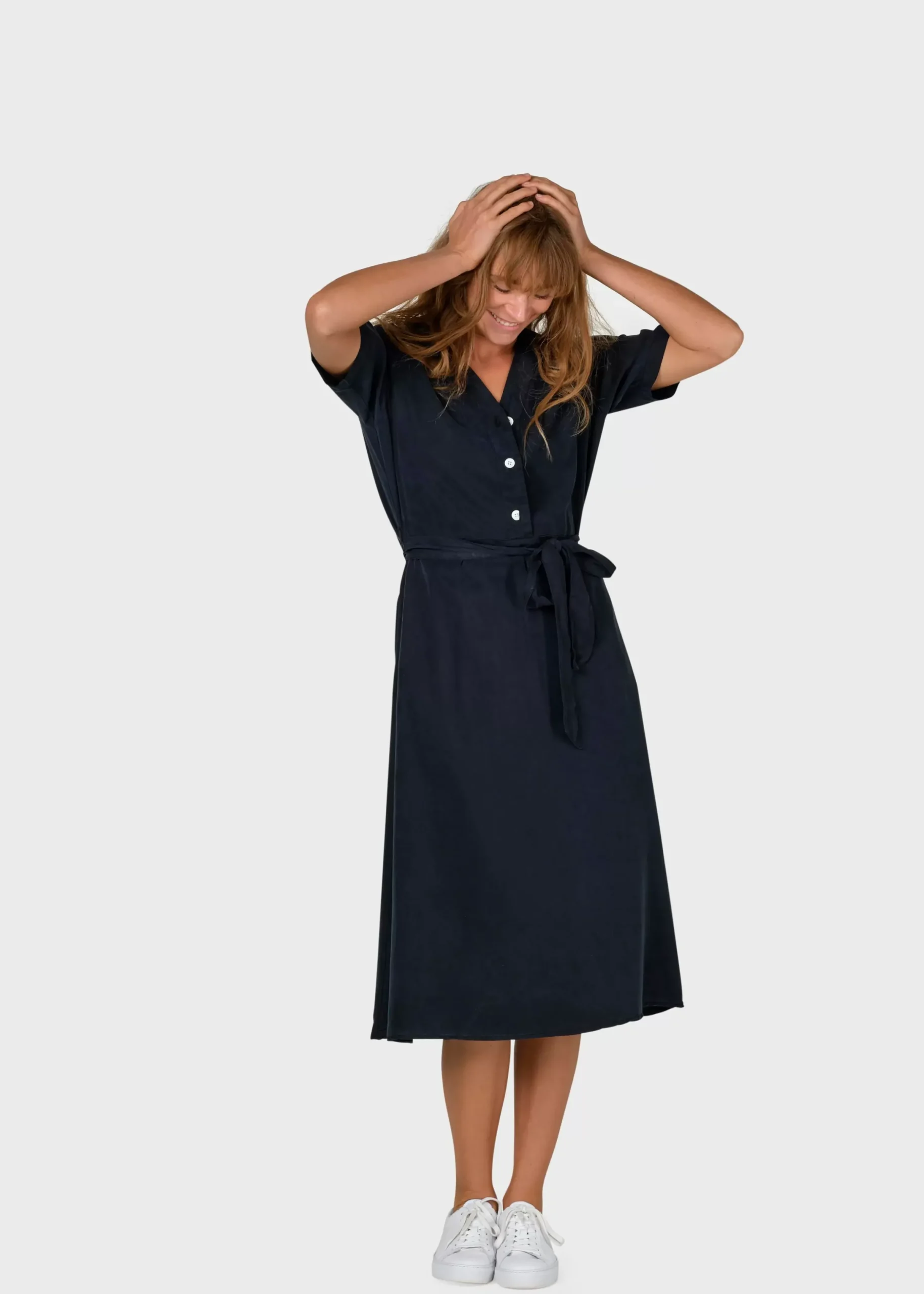 Klitmoller Collective Kleider-Pernille dress - Navy Lightbluechambrey