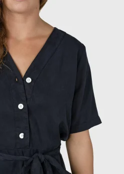 Klitmoller Collective Kleider-Pernille dress - Navy Lightbluechambrey