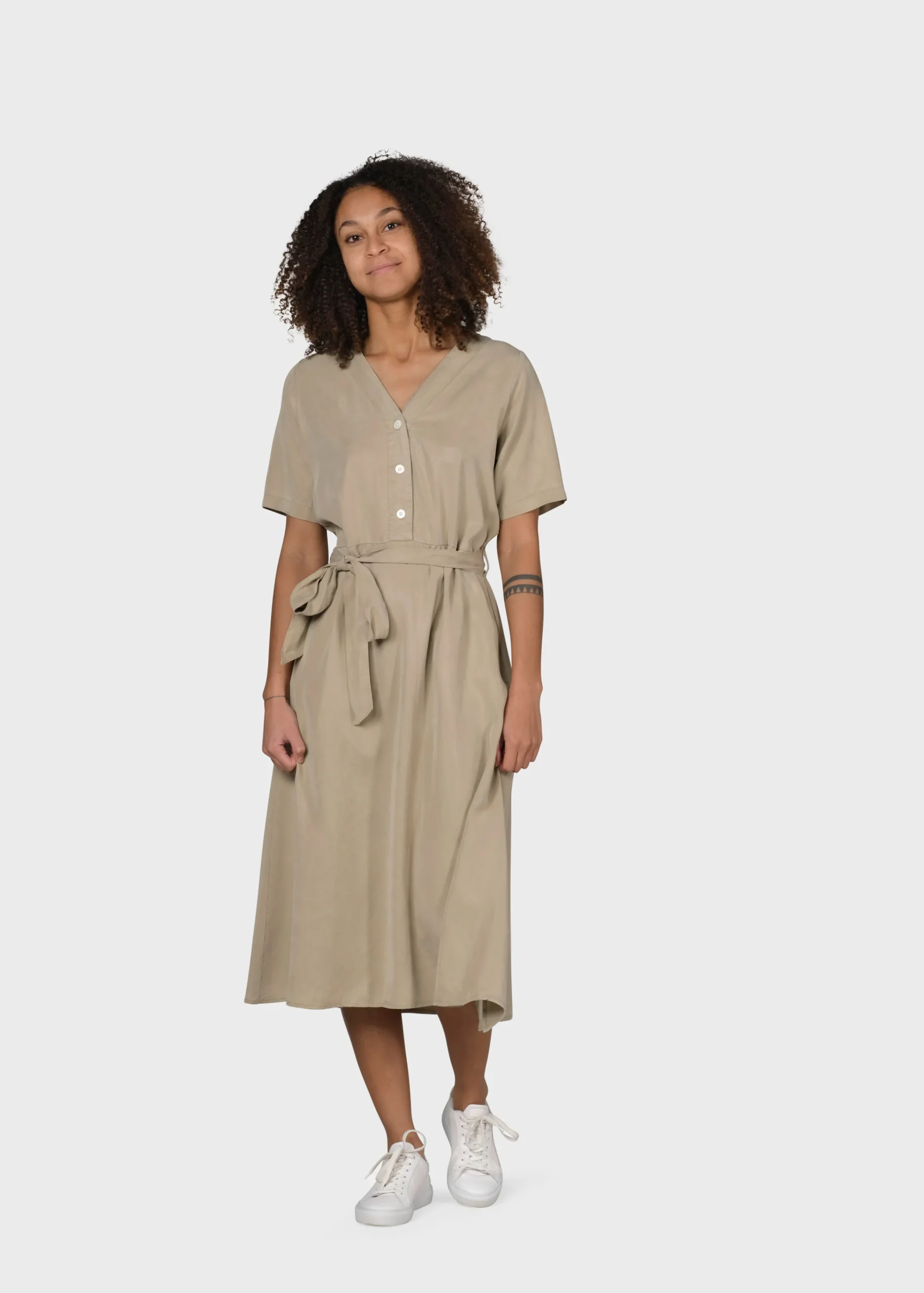 Klitmoller Collective Kleider-Pernille dress - Sand Lightbluechambrey