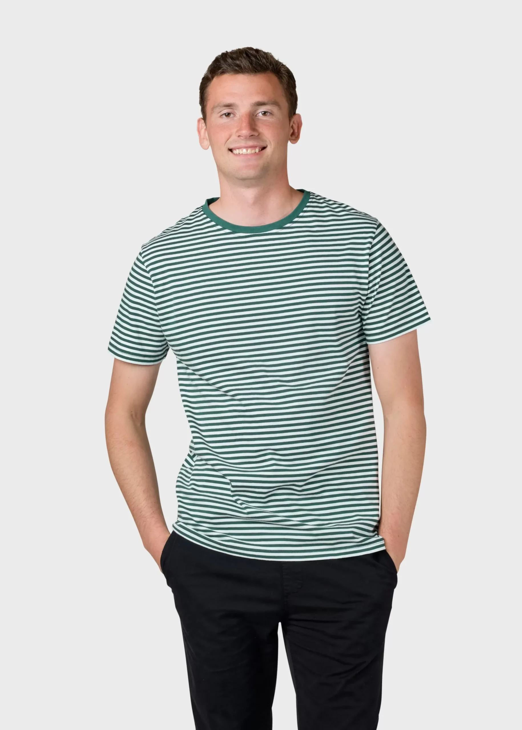 Klitmoller Collective T-shirts-Piet tee - Cream/moss green Cream/sand