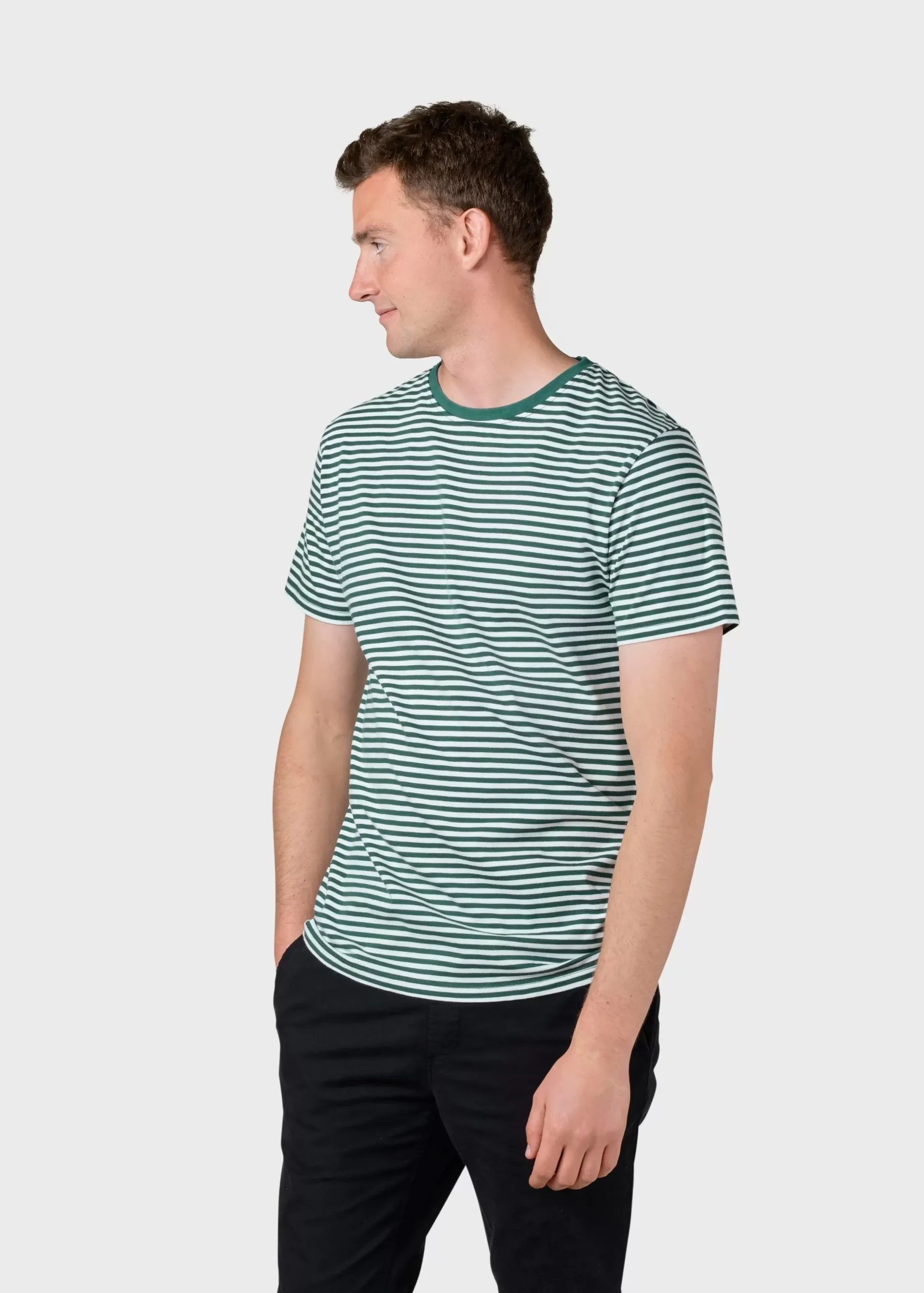 Klitmoller Collective T-shirts-Piet tee - Cream/moss green Cream/sand