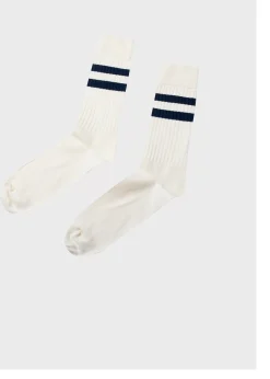 Klitmoller Collective Accessories-Retro cotton sock - Cream/navy