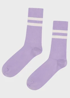 Klitmoller Collective Accessories-Retro cotton sock - Lilac/cream Cream/navy