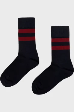Klitmoller Collective Accessories-Retro cotton sock - Navy/clay red Cream/navy