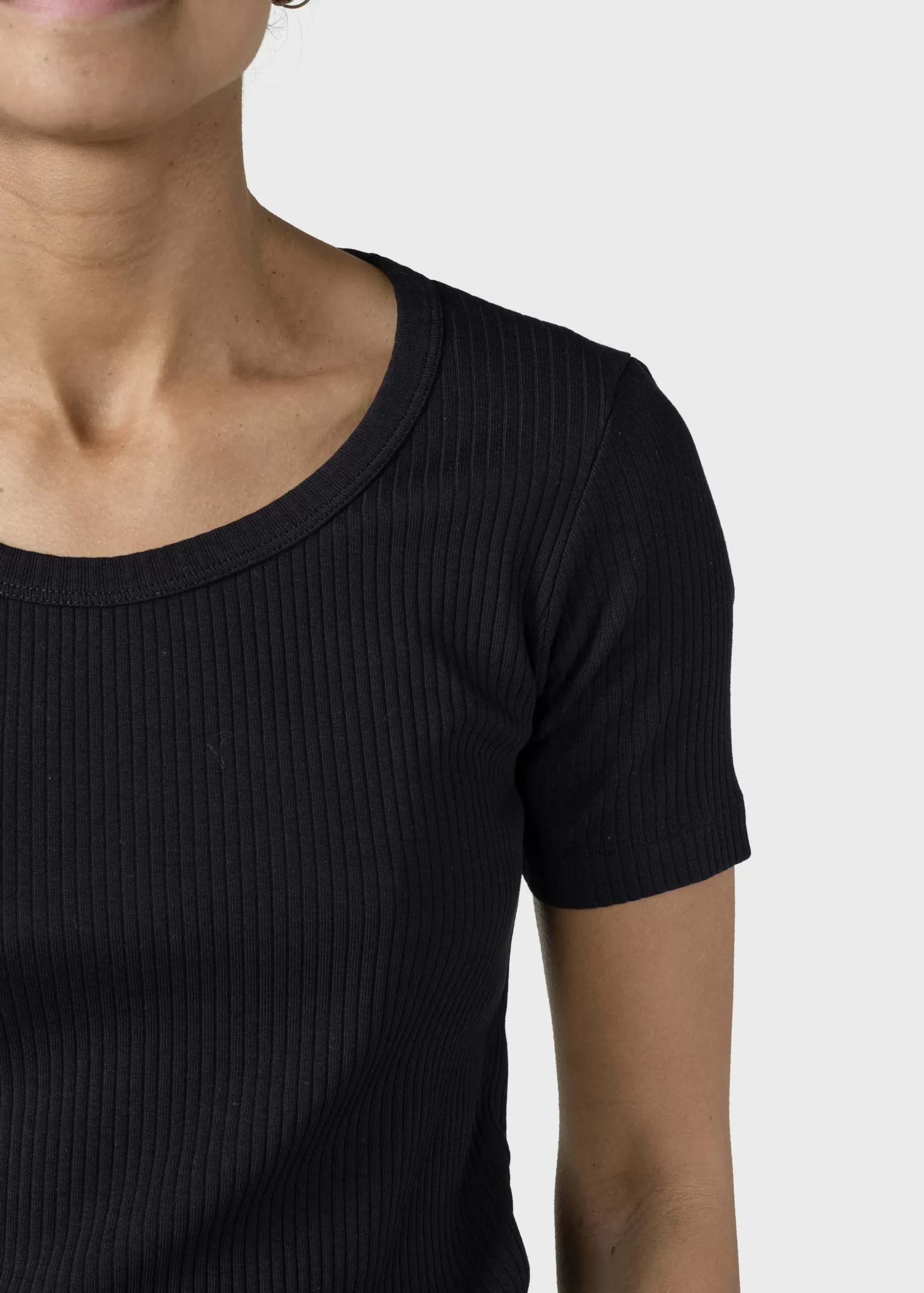 Klitmoller Collective T-shirts-Rib tee - Black Cream/skyblue