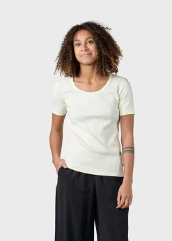 Klitmoller Collective T-shirts-Rib tee - Lemon sorbet Cream/skyblue