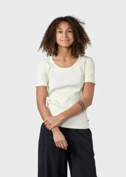 Klitmoller Collective T-shirts-Rib tee - Lemon sorbet Cream/skyblue