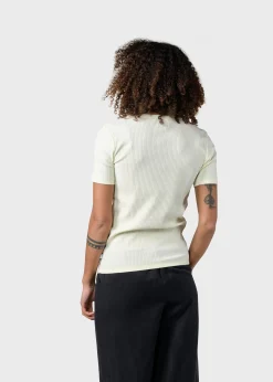 Klitmoller Collective T-shirts-Rib tee - Lemon sorbet Cream/skyblue