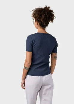 Klitmoller Collective T-shirts-Rib tee - Navy Cream/skyblue