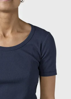 Klitmoller Collective T-shirts-Rib tee - Navy Cream/skyblue