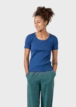 Klitmoller Collective T-shirts-Rib tee - Ocean Cream/skyblue