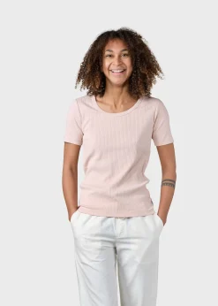 Klitmoller Collective T-shirts-Rib tee - Rose Cream/skyblue