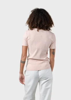 Klitmoller Collective T-shirts-Rib tee - Rose Cream/skyblue