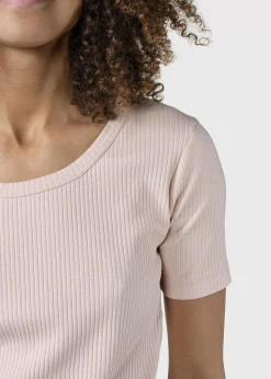 Klitmoller Collective T-shirts-Rib tee - Rose Cream/skyblue