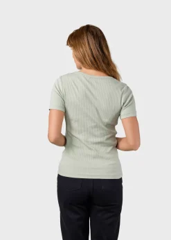 Klitmoller Collective T-shirts-Rib tee - Sage Cream/skyblue