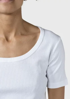 Klitmoller Collective T-shirts-Rib tee - White Cream/skyblue