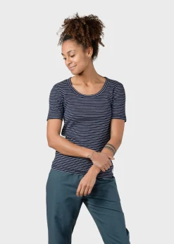 Klitmoller Collective T-shirts-Rib tee stripes - Navy/cream Cream/skyblue
