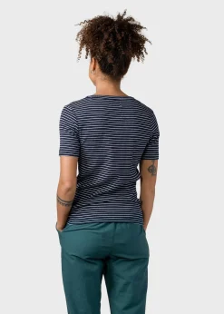 Klitmoller Collective T-shirts-Rib tee stripes - Navy/cream Cream/skyblue