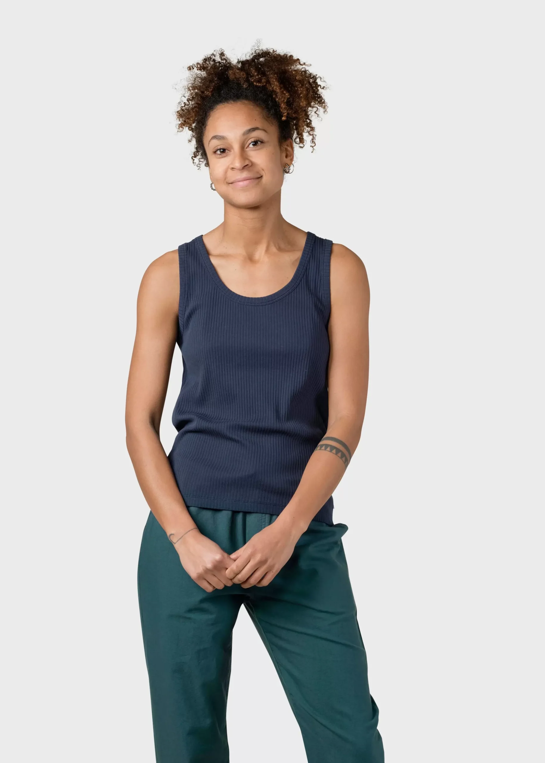 Klitmoller Collective T-shirts-Rib top - Navy Lilac