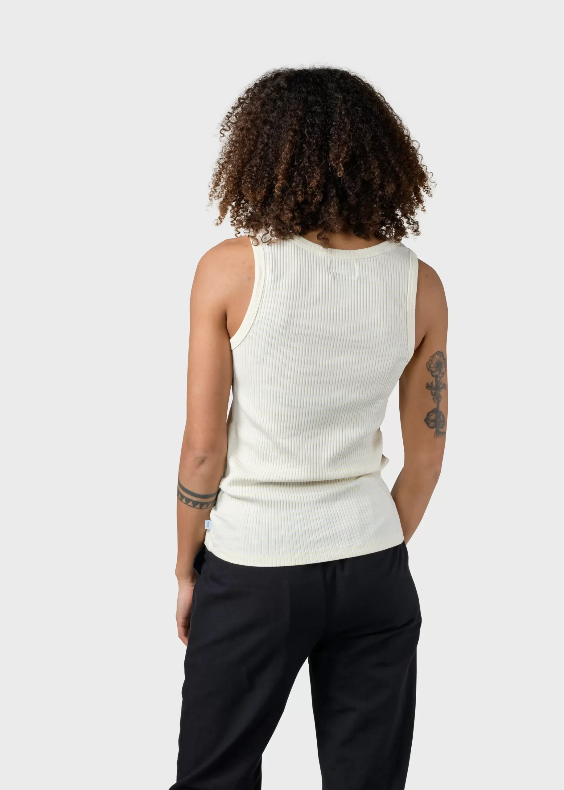 Klitmoller Collective T-shirts-Rib top stripes - Cream/lemon sorbet Lilac