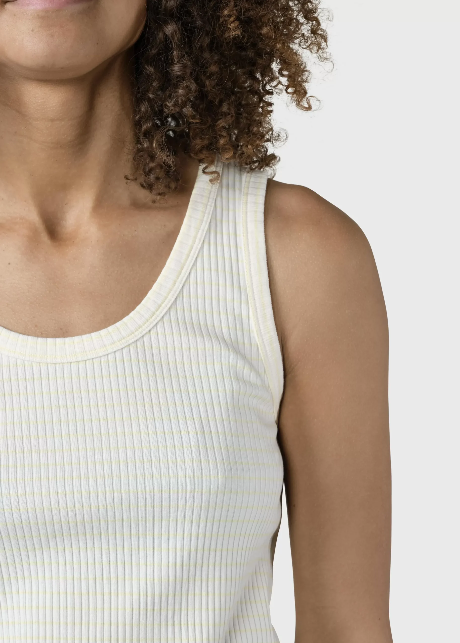 Klitmoller Collective T-shirts-Rib top stripes - Cream/lemon sorbet Lilac