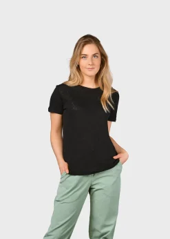 Klitmoller Collective T-shirts-Rikke linen tee - Black Ocean