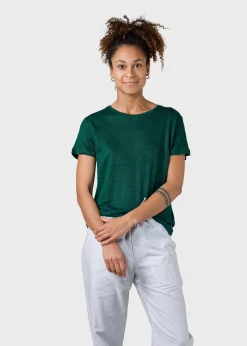 Klitmoller Collective T-shirts-Rikke linen tee - Moss Green Ocean