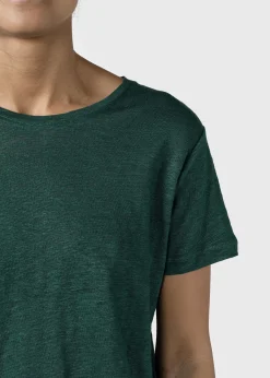 Klitmoller Collective T-shirts-Rikke linen tee - Moss Green Ocean